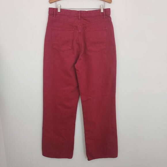 Zara High  Waisted Wide Leg Pink Jeans Size 12 - Picture 3 of 9